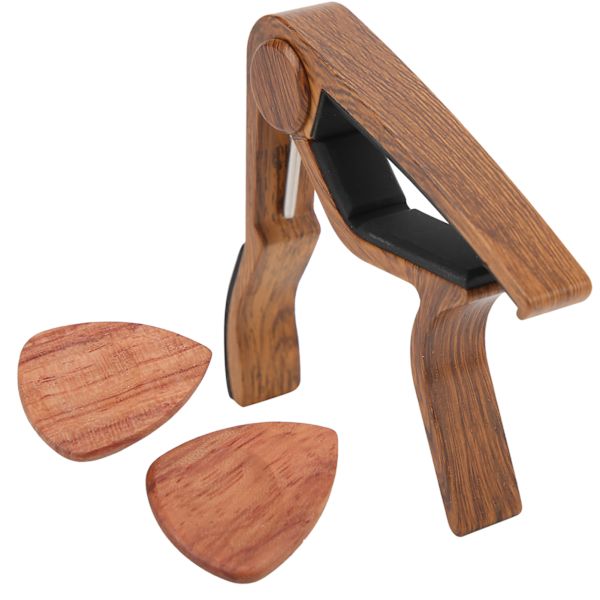 Akustisk guitar Capo massivt træ silicagel klemme ergonomi med 2 valg til bas ukulele violin