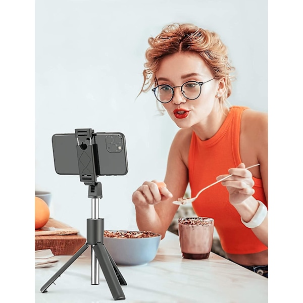 Vit Bluetooth Selfie Stick, 3 I 1 Mini Stativ Teleskopisk Smartphone Monopod Med Fjärrkontroll Aluminiumlegering För Iphone 13 12 11 Pro Max/xs/xr/x/