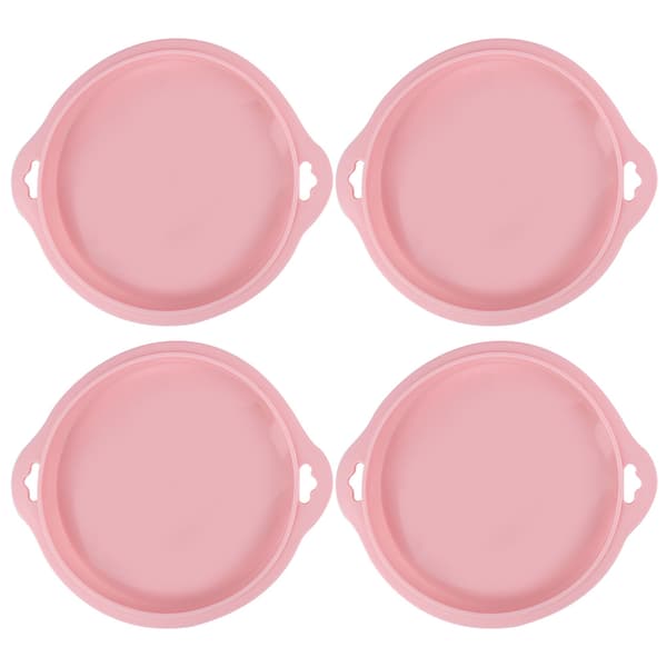 4 STK Silikone Lagkageform Rund Form Brødform Kagebakkeform Nonstick Bageværktøj (Pink S)