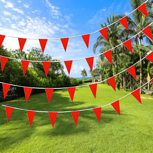 Røde Flagbanner Strenge - DIY Flagbanner, Festdekorationer til Storåbning, Børnefødselsdag, Festbegivenheder - 80m