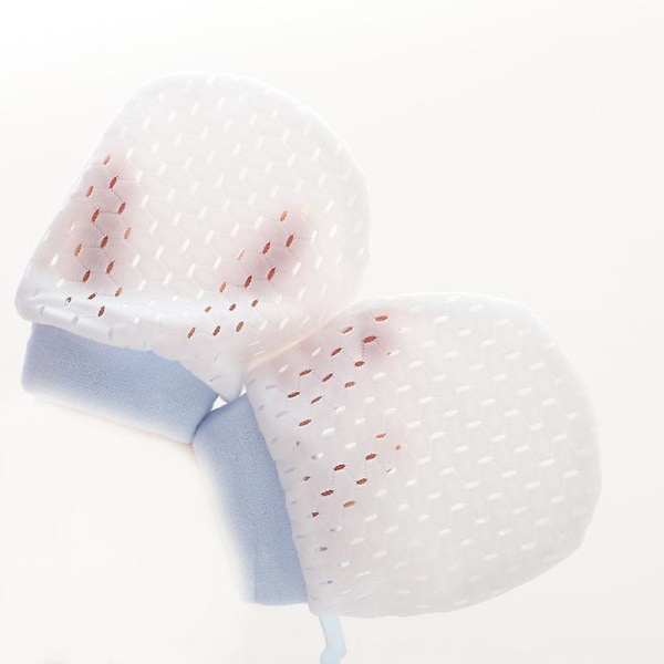 Set med 6 Bomulls Baby No Scratch Vantar Mesh Handskar Unisex 0-10 Månader 3 Färger