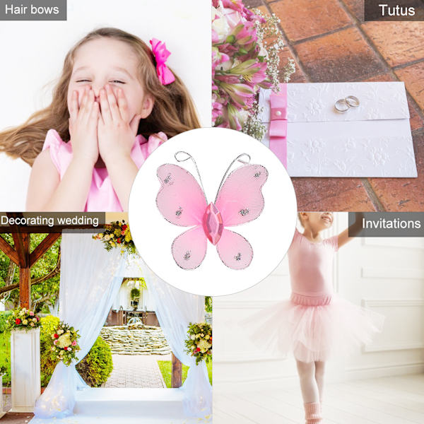 30 st trådmesh glitterfjärilar med konstgjorda ädelstenar DIY handgjorda hantverk för ogräsfest heminredningRosa