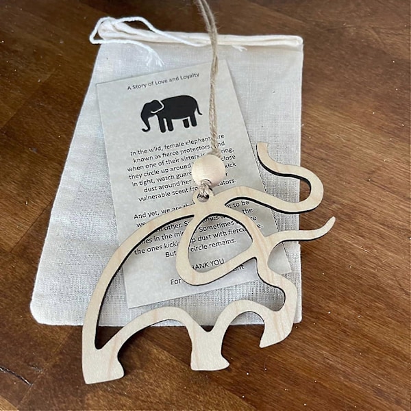 Søsterskab Venskab Elefant Ornament, Træ Elefant Julepynt, Elefant Ornament Til Kvinder Stamme, Julegave -CHSZ 3 stk