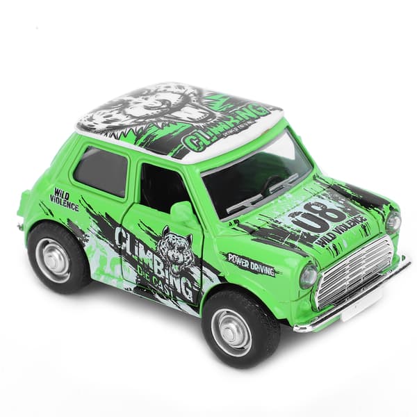 1:36 Mini Bilmodell Graffiti Dra Tillbaka Bil Ljud Ljus Batteri Fordon Barn Present Grön
