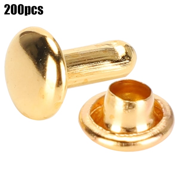200 stk. dobbelt runde hætte nitter fastgørelsesdel lædersko taske tøj tilbehør imitation guld 6 x 8mm dobbelt runde hætte nitter