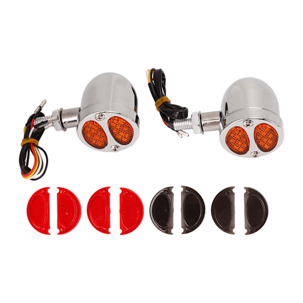 1 par LED-blinkers för motorcykel, dubbla färger, 12 V, universal för motorcykel, galvanisering