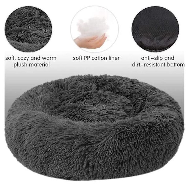 Plush Rund Hundekatt Seng Vintermatte 40cm Diameter Koselig Valp Kattunge Rede 16cm Høyde 0.40kg