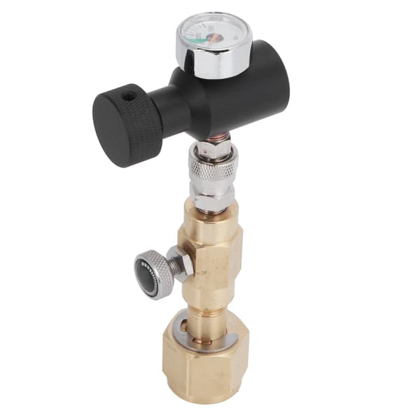 CO2 Cylinder Genopfyldningsadapter Messingforbindelse CGA320 med Udluftningsventil ASA 1500PSI Trykmåler