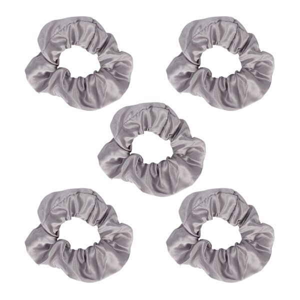 5 stk. lysende scrunchies, lysende grå sateng, elastisk, glød i mørket, hårstrikk for kvinner