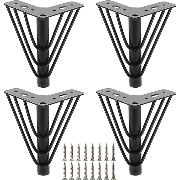 Metal Furniture Legs - Set of 4, 15cm Triangle Top Plate Feet