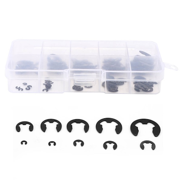 120st EClip Snap Circlip Kit Öppen låsring Svart manganstål Boxed 1.510mm