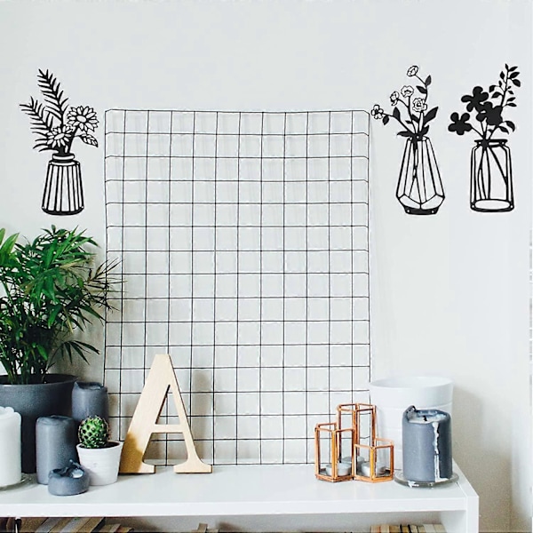 3 Stykker Metal Blomster Vægdekoration Sort Metal Vægkunst Metal Blomster Vægskulptur til Terrasse Altan Stue Soveværelse Spisestue Køkken Dekoration