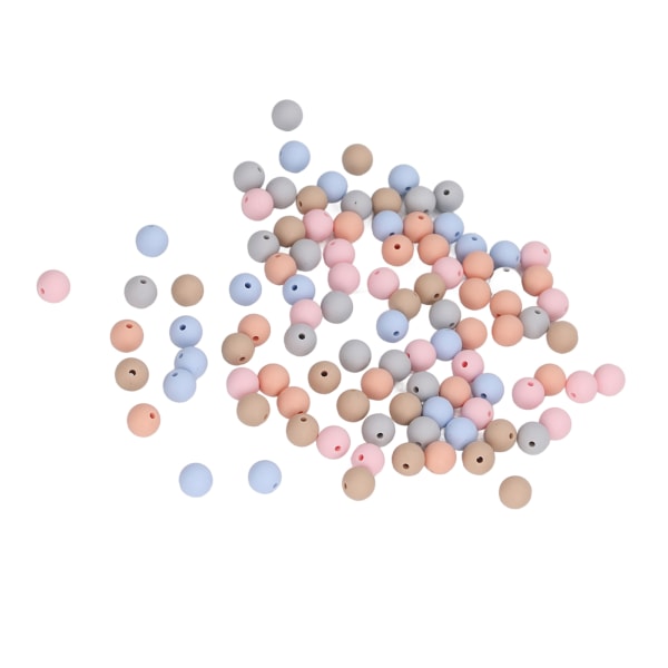 100 stk 9 mm silikonperler DIY runde flere farger Silikon løse perler for halskjeder Babyleker Type B