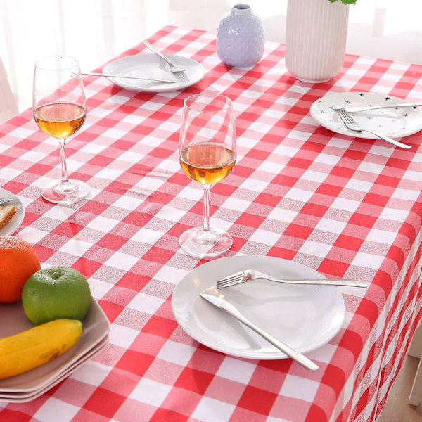 Fläckbeständig Red Gingham Canvas duk för restaurangmatsal, 140 * 200 cm