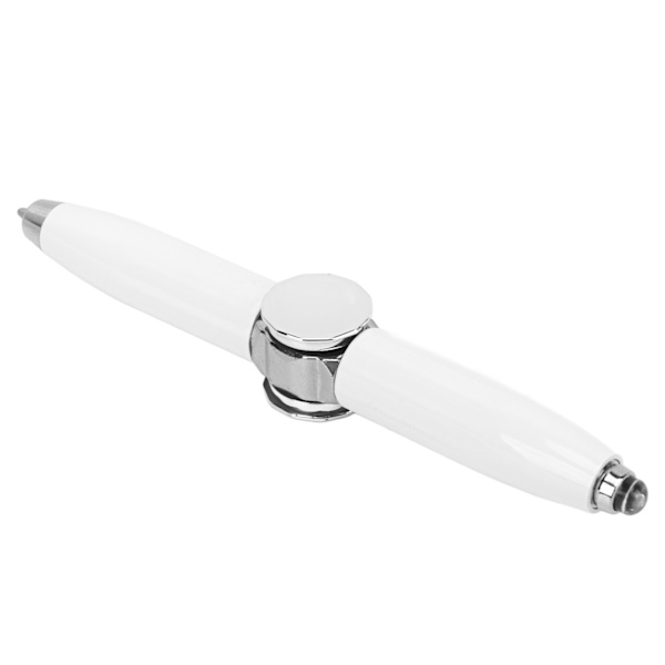 Fingertopp glödande gyro kulspetspenna finger spinning skrivpenna med LED-ljus för att släppa stress vit