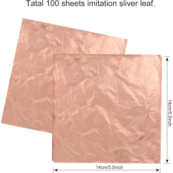 Guldimitation Blad för Förgyllning - 100 Ark (14x14cm) (Roséguld)