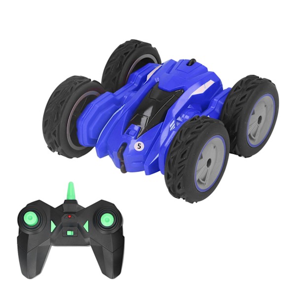 Snurrande RC-bil 360° rotation 4 hjul 2,4 GHz fjärrkontroll dubbelsidig Tumbling Stunt Car Toy för över 6 år gammalBlå