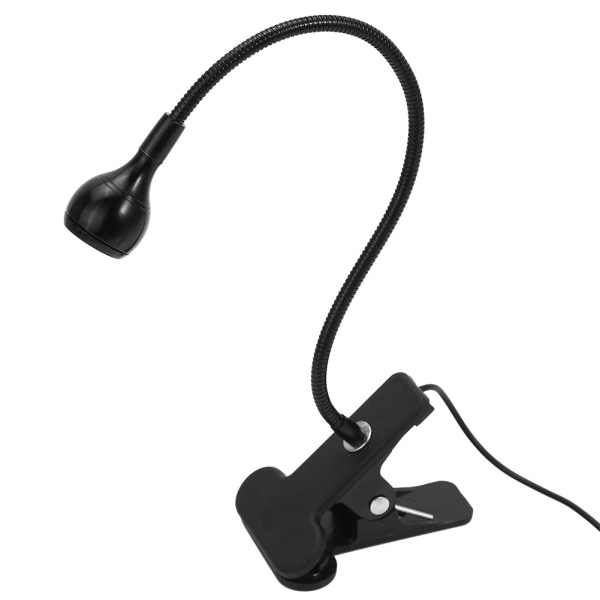 Fleksibel svanehals USB LED Læselys Bærbar Bordcomputer Clip Lampe Kold Hvid 1W Sort