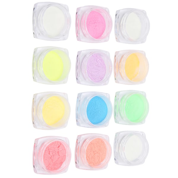 12 st DIY nagelglitter fluorescerande pulver nagelkonst lysande pulver nagelspetsar dekoration