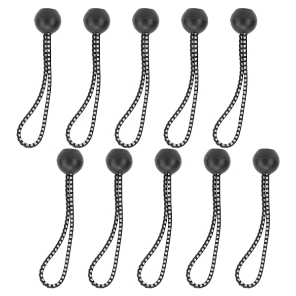 10 stk. teltklips fastgørelseskugleklips kugle bungee-snore med elastisk snor til baldakintelt sort og hvid