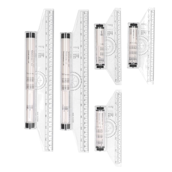 5 stk Måling Rulle 15 cm 30 cm Klar skala Transparent letvægts parallel rullelineal med formler til arbejde