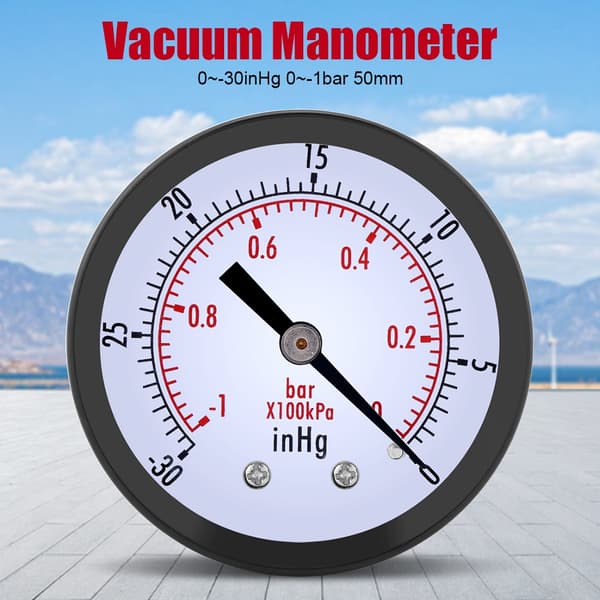 0~-30inHg 0~-1bar 50mm Mini Urtavla Luftvakuumtryckmätare Manometer