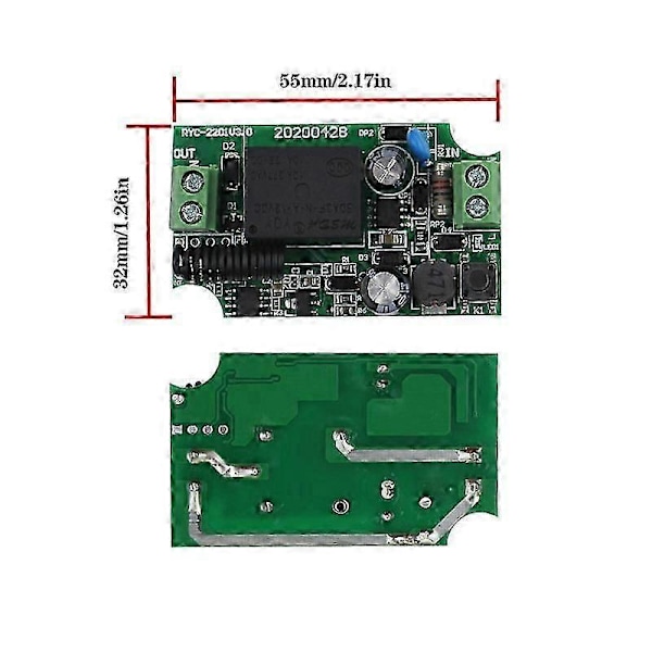 Langaton kaukosäädinkytkin 220V 1CH vastaanotinmoduuli ja RF-lähetin, yhteensopiva Smart Home LED-valon kaukosäätimen DIY,D kanssa