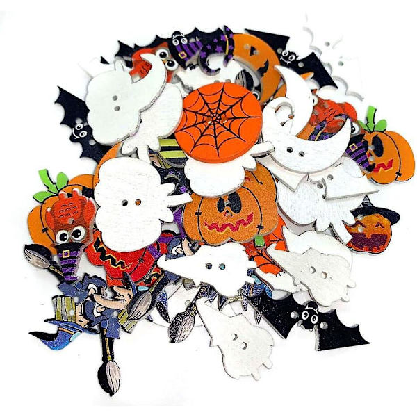 Halloween-knapper i tre - Nyhetssamling for DIY-håndverk, scrapbooking, sy, kortlaging og mer