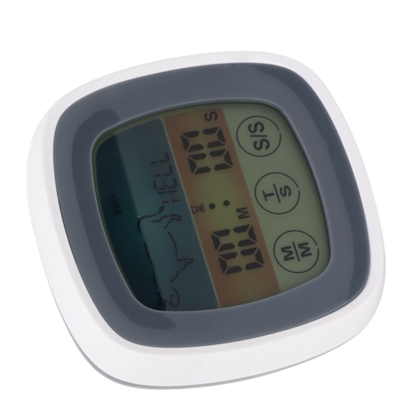 Matlagnings termometer med pekskärm, digital kökstimer, fältgrilltermometer, grå med vit mittram