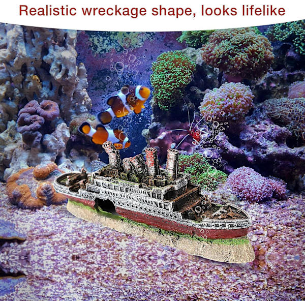 Natural Resin Aquarium Shipwreck DIY-dekoration för att gömma fisk