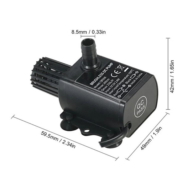 Mini Ultra Stille Nedsenkbar Pumpe Akvarium Hage Dam USB Fontene Vannpumpe DC 5V 250L/H QR50A