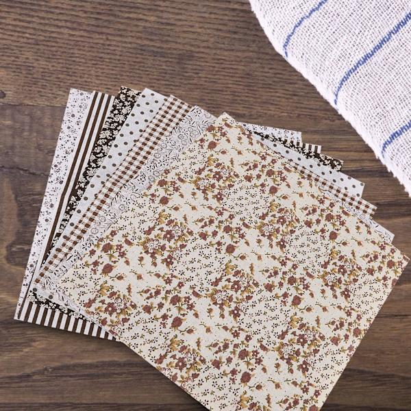 7 st fyrkantiga blommor i bomullstyg, förklippt DIY lapptäcksduk i brunt blommönster (50 * 50 cm)