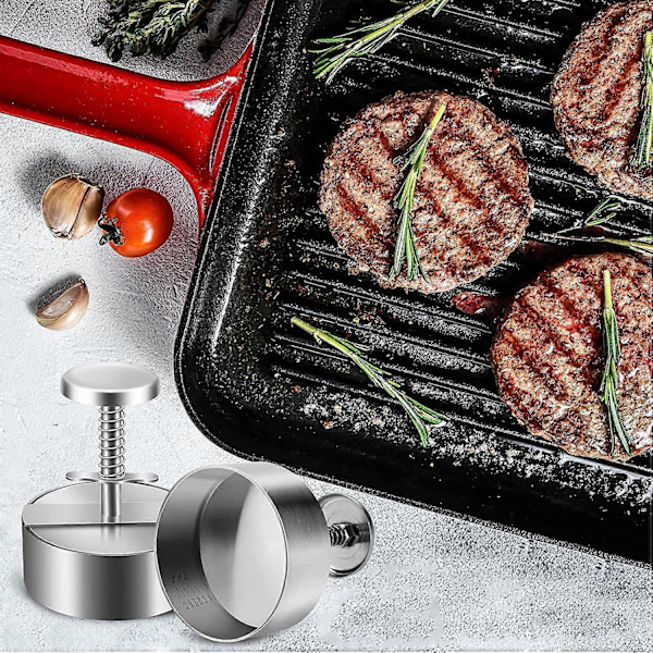L 14*14) Hamburgerpress, 304 Rostfritt Stål Hamburgerpress, Justerbar Hackbiff Hamburgerpress, Lätt att Använda, Non-Stick Hamburgerpress för Familjesammankomster
