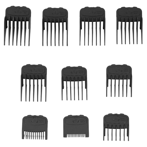 10pcs Hair Clipper Guide Comb Universal Clear Number Guide Comb Attachment Black with Storage Box