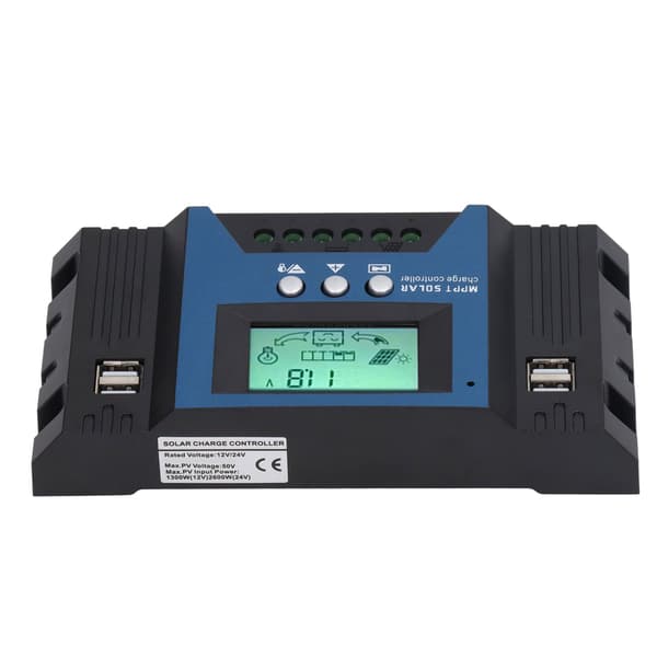 12V 24V Solar Opladningsregulator 4 USB-porte 5V 2.5A Parameter Justerbar LCD-skærm til Hjem RV Båd 100A