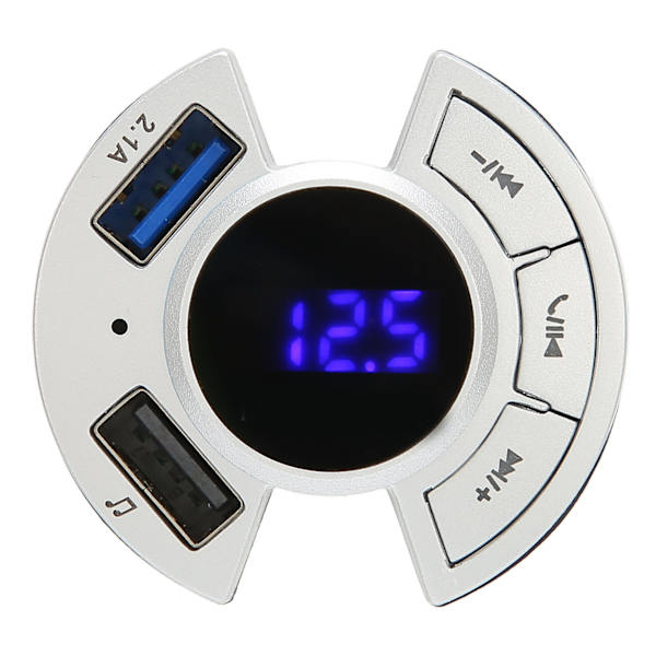Bluetooth FM-sändare Billadapter USB-minneskort 3 uppspelningslägen Display 87,5 till 108,0 MHz Billaddare 12 till 24 V