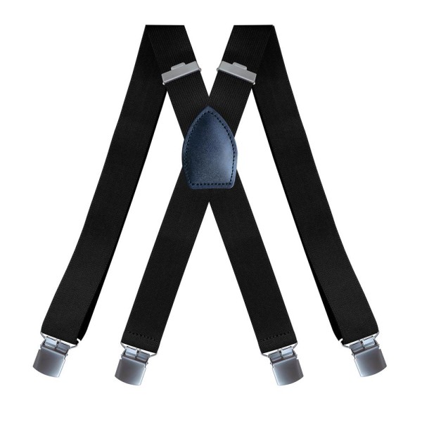 Svarta hängslen för män med mycket stark 4 clips hängslen man Heavy Duty X Suspenders stil justerbar hängslen