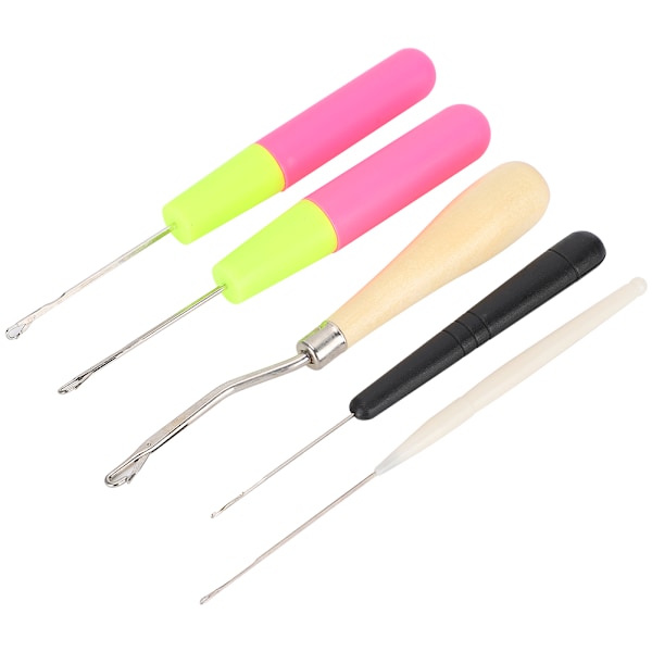 5 st/set spärrhake verktyg böjd tunga virknål kit DIY tillbehör för stickning