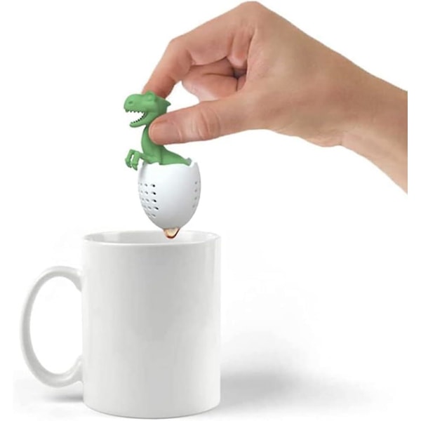 Söta dinosaurie silikon teinfuser - Grön, rolig och ätbar tesil