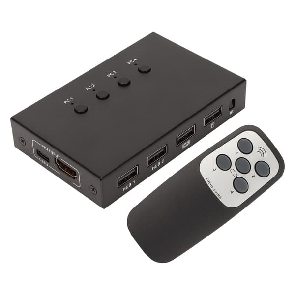 KVM Switcher 4K 60Hz 18Gbps 4 ind 1 ud HD Multimedia Interface 2.0 KVM Switcher med USB-interface