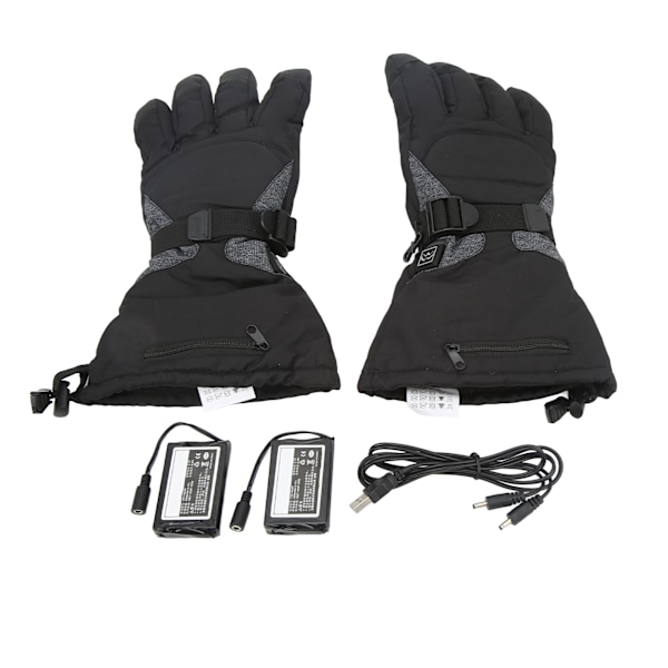 Oppvarmede hansker for menn og kvinner, oppladbare finger touch screen, 3 oppvarmingsmoduser, 100-240V svart for vinterutendørs EU-plugg