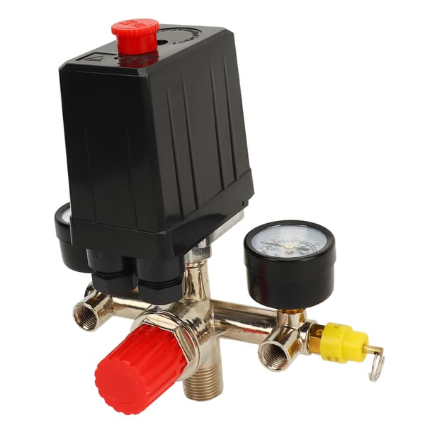 Luftkompressor tryckbrytare 0 till 180PSI tryckregulator reglerventil med 2 mätare