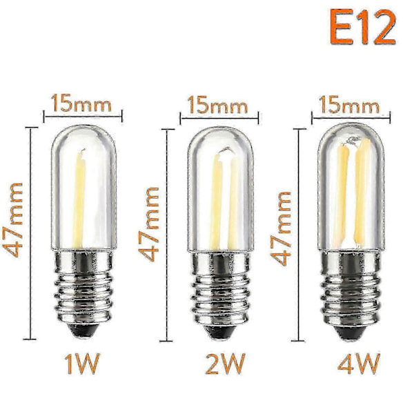10 stk. Dæmpbare Mini LED Køleskabslys Pærer Ampul E12 E14 110v 220v Vintage Filament Lys Lampe Til Hjem Loft Lysekroner E14 220V 2W-Varm Hvid