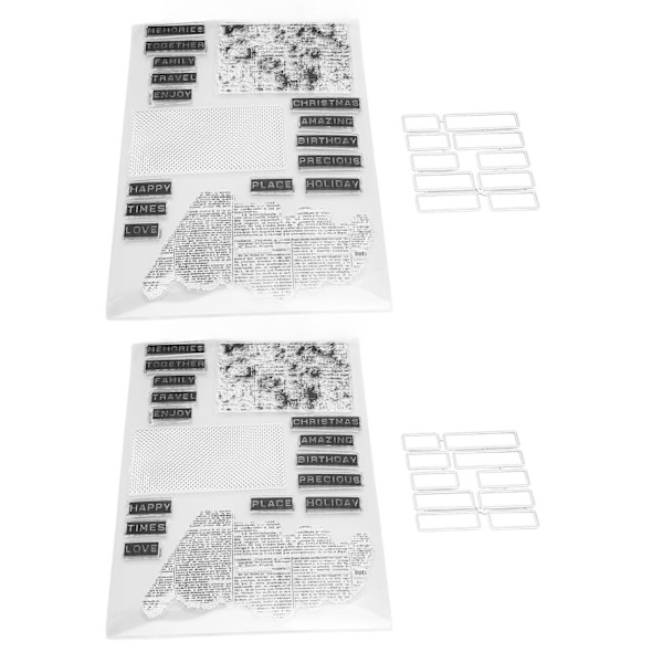 2 stk klart stempel Engelske ordmønster Klart Sikker Gjenbrukbar TPR Multi Purpose Transparent stempel for kort Konvoluttfremstilling