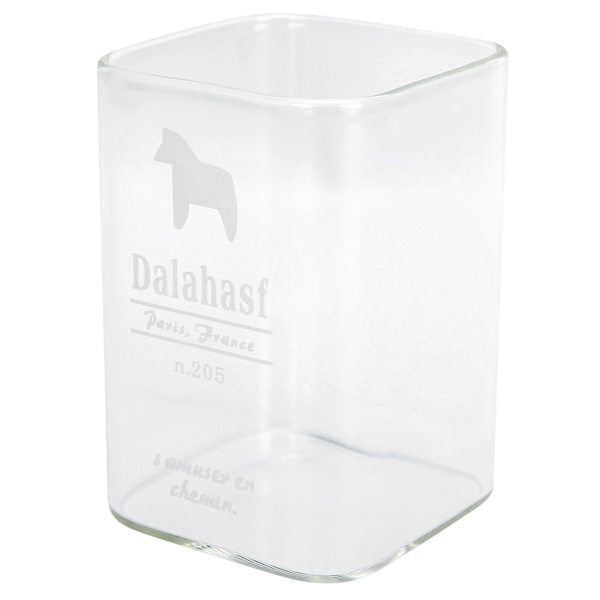 Fyrkantig glasvattenkopp 240 ml värmebeständig dryckeskopp köksdryckesvaror hästmönster
