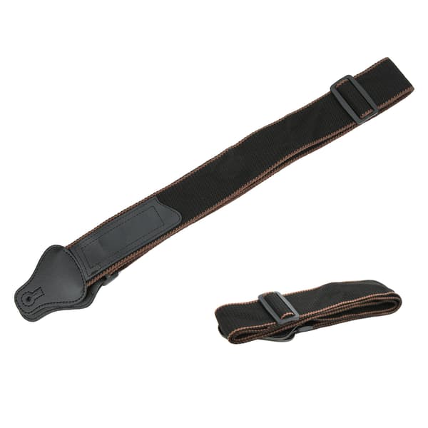Gitarrrem Akustisk Elektrisk Bas Ukulele Bälte Justerbar Breddad PU-läder 3 Plektrum (Brun)