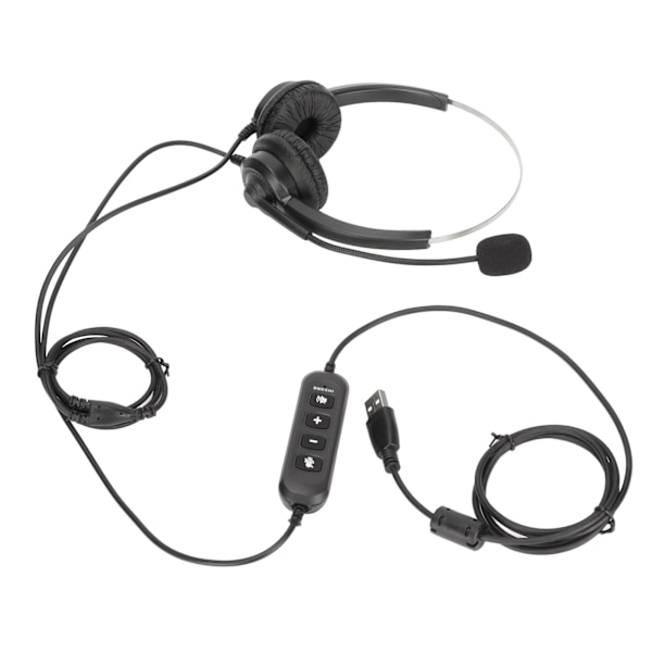 Binaural Kundtjänst Headset Brusreducering Volymjustering Mute USB Business Hörlurar med Mikrofon