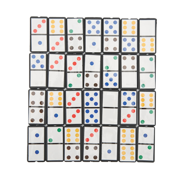 28 st Double Six Dominoes Set Bärbar plastbräde interaktivt spel med färgglad prick för barn som lär sig