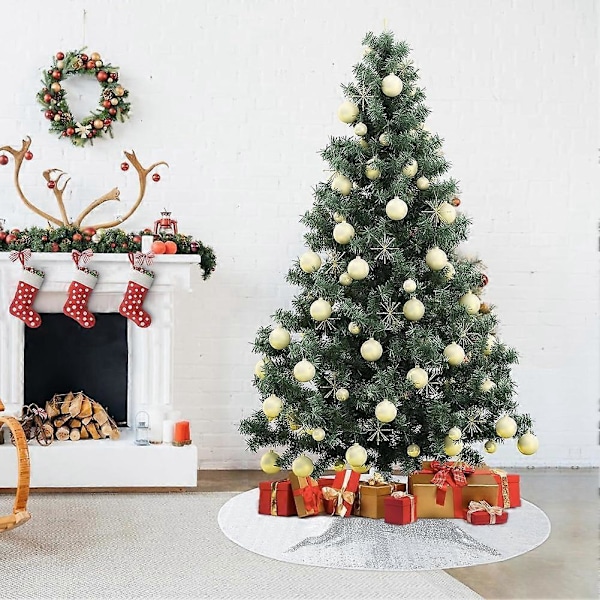 Liten julgransmatta, 90 cm paljettgransmatta silver