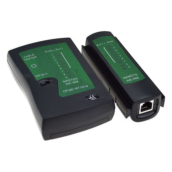 1 stk. sort RJ11 RJ12 RJ45 netværkskabeltester ISDN netværkskabeltester patchkabeltester,